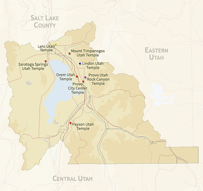 Regional Map For The Saratoga Springs Utah Temple